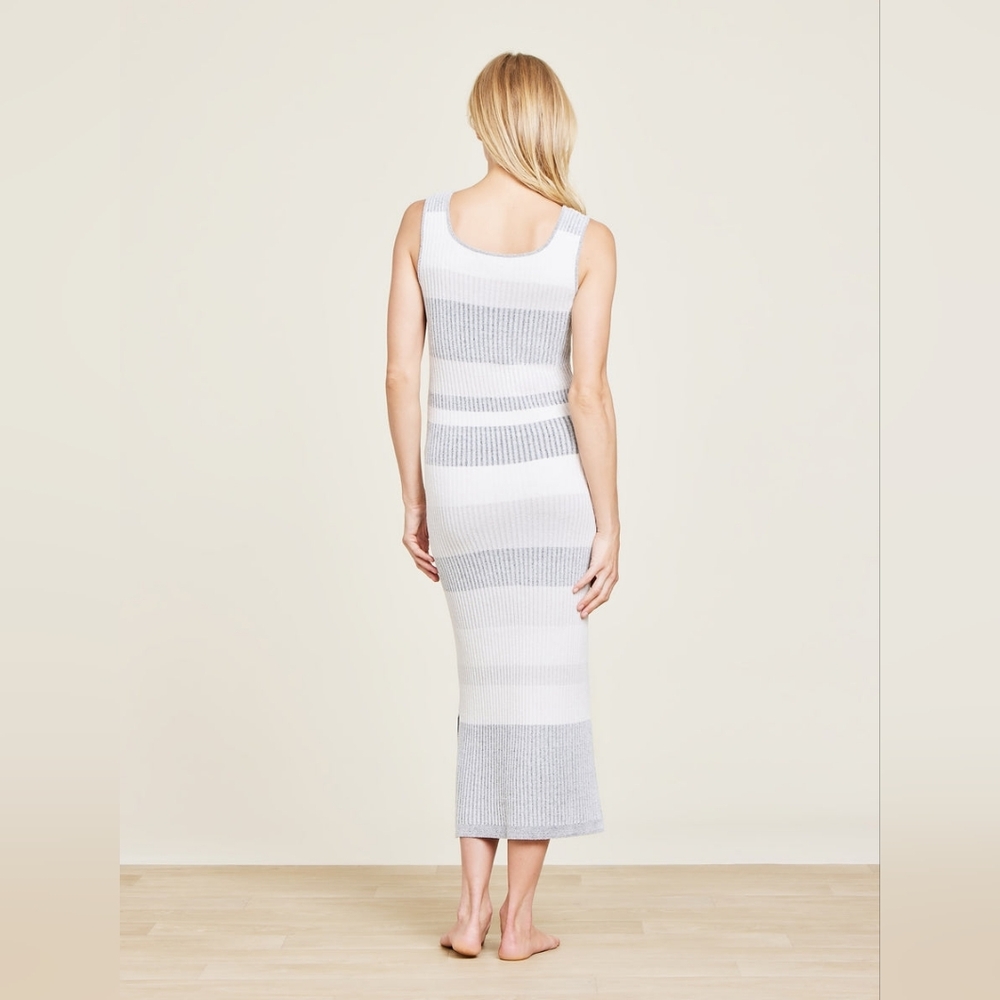 Barefoot Dreams Cozychic Ultra Lite Striped Maxi Dress - Heathered Gray - Size S - Picture 4 of 7